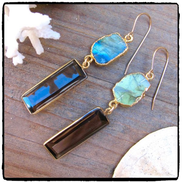 Labradorite & Smoky Topaz Earrings