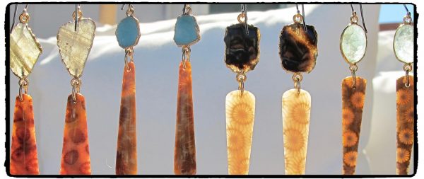 Fossilized Coral & Turquoise Earrings