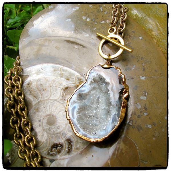 Agate Slice Necklace - Designer Jewelry by Clare Mills