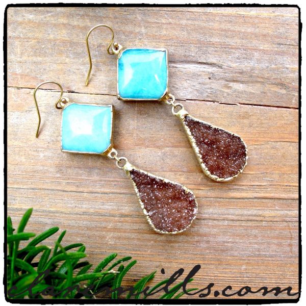 Amazonite & Druzy Earrings