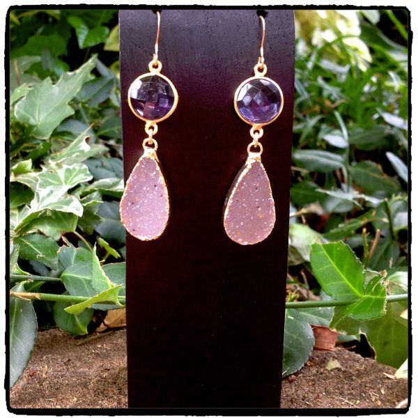 Amethyst Druzy Earring