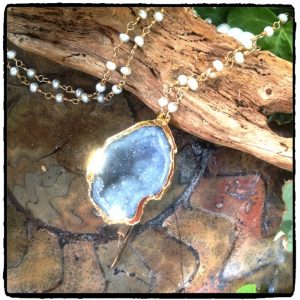 Long Blue Geode Necklace (Copy)