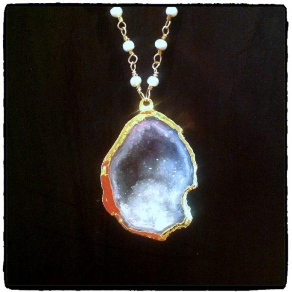 Long Blue Geode Necklace (Copy)