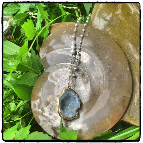 Long Blue Geode Necklace (Copy)