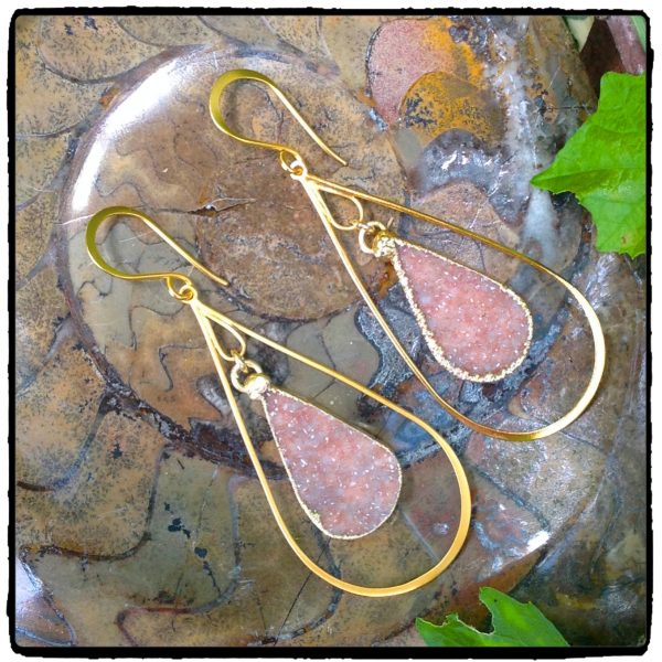 Blush Teardrop Druzy Earrings