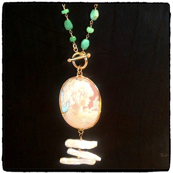 Mother of Pearl Chrysoprase Cameo