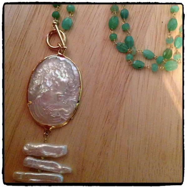 Mother of Pearl Chrysoprase Cameo