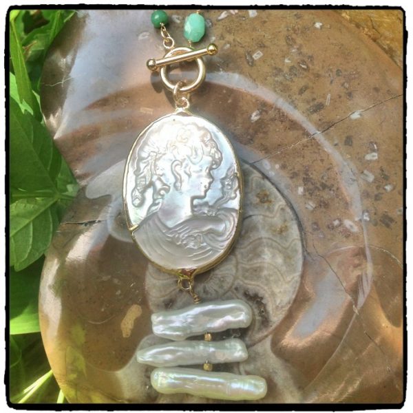 Mother of Pearl Chrysoprase Cameo