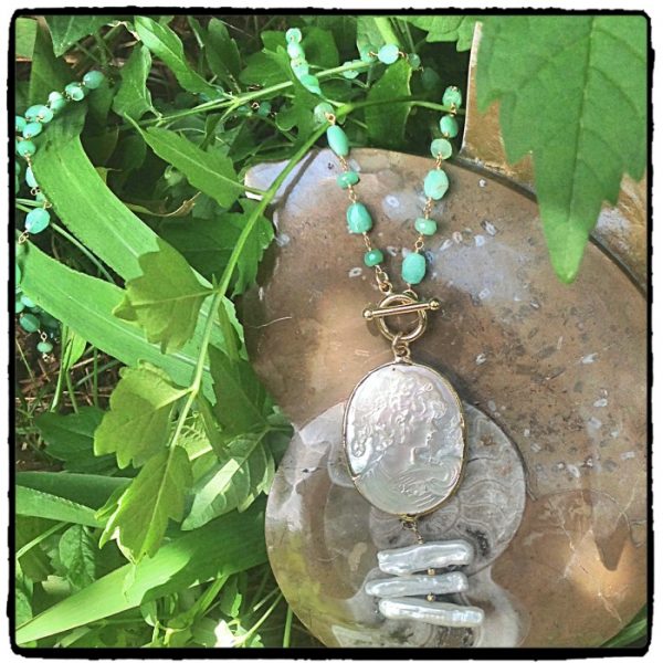 Mother of Pearl Chrysoprase Cameo