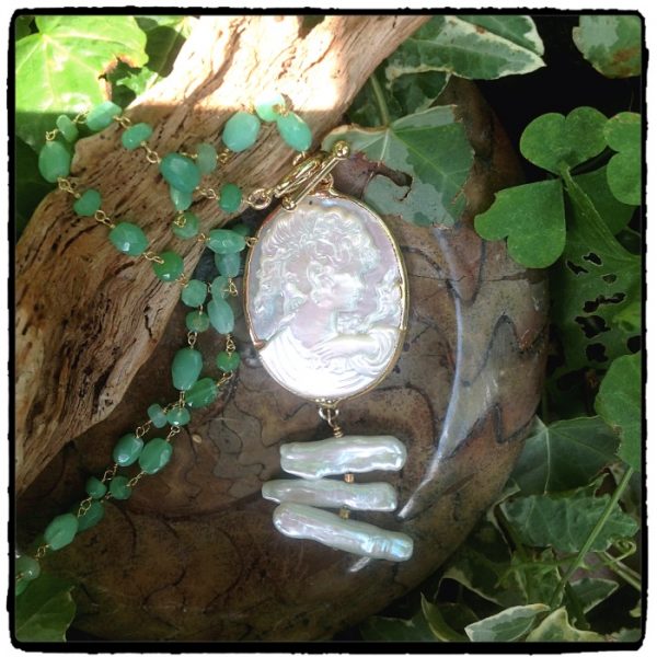 Mother of Pearl Chrysoprase Cameo