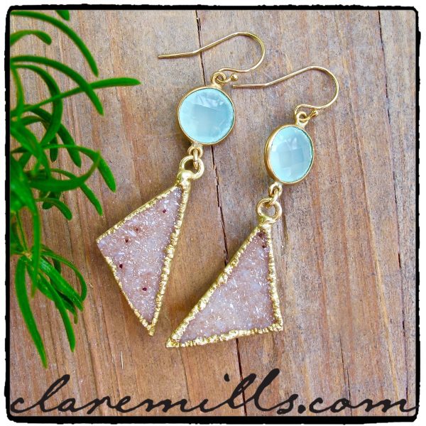 Cali Chalcedony & Druzy Earrings