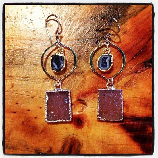 Baby Geode and Druzy Drop Earrings