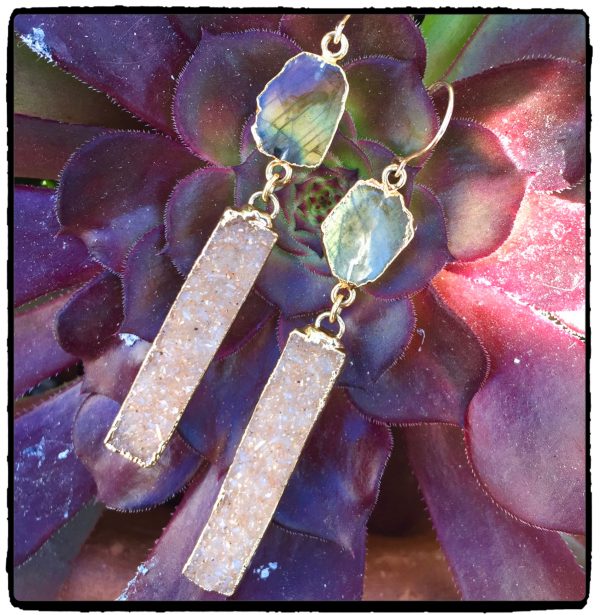 Labradorite and Druzy Earrings