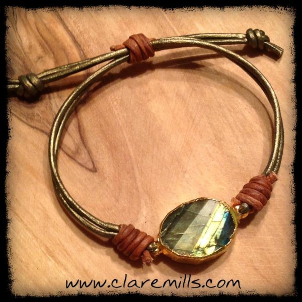 Labradorite Bracelet on Leather