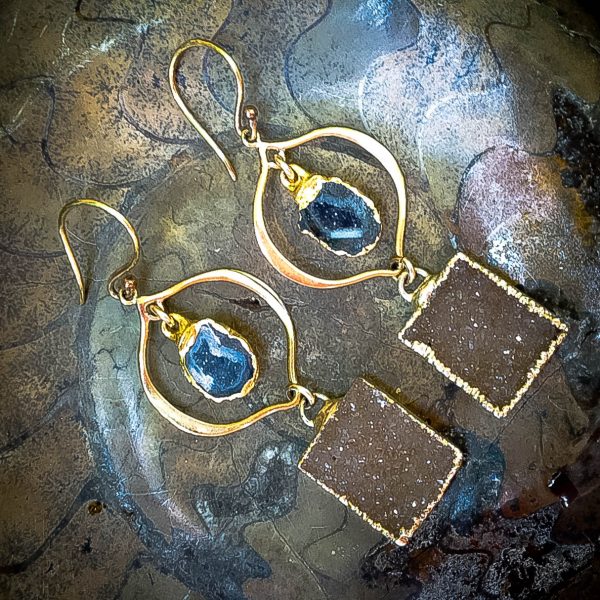Baby Geode and Druzy Drop Earrings