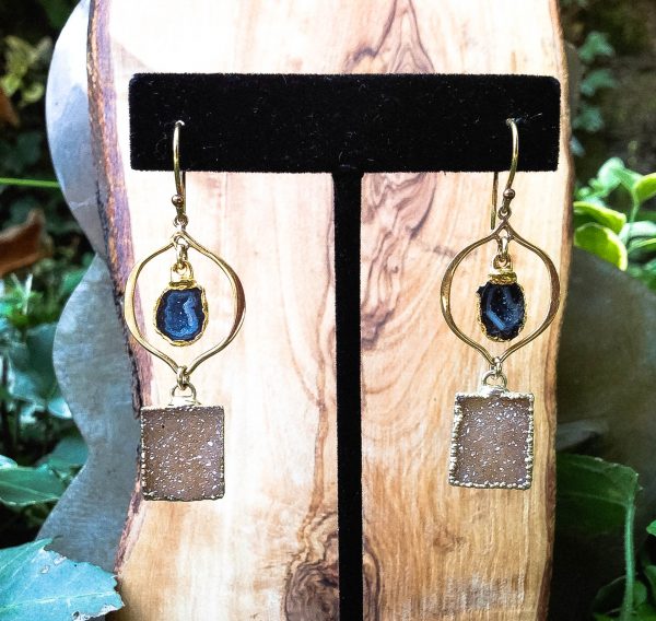 Baby Geode and Druzy Drop Earrings