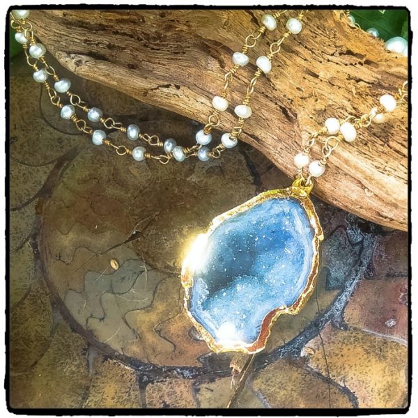 Long Blue Geode Necklace (Copy)