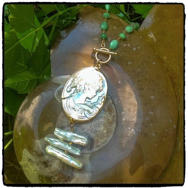 Mother of Pearl Chrysoprase Cameo