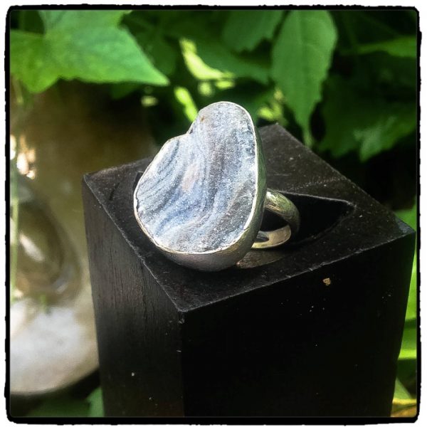 Blue Grey Druzy Ring