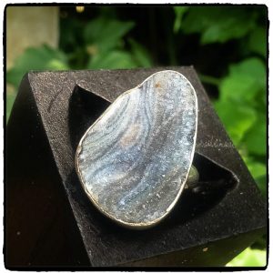 Blue Grey Druzy Ring