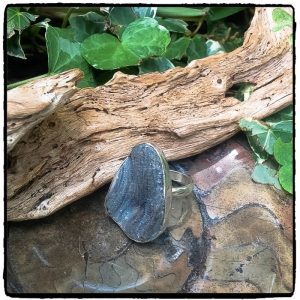 Blue Grey Druzy Ring