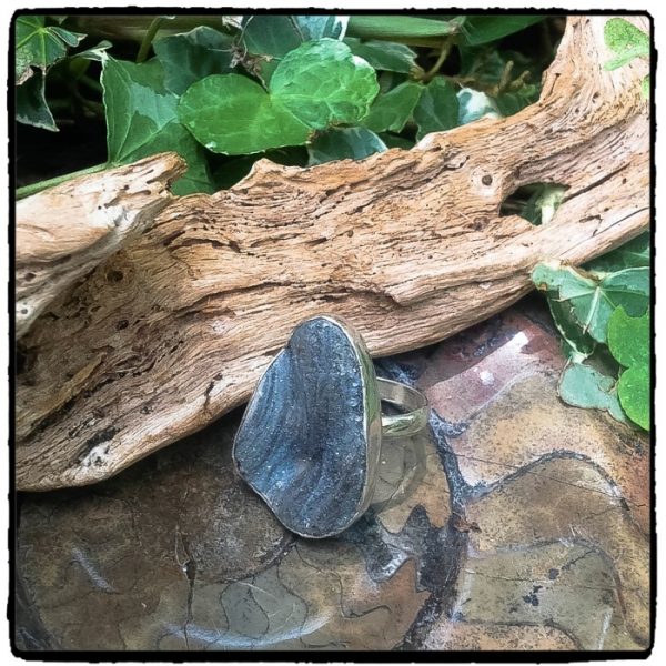 Blue Grey Druzy Ring