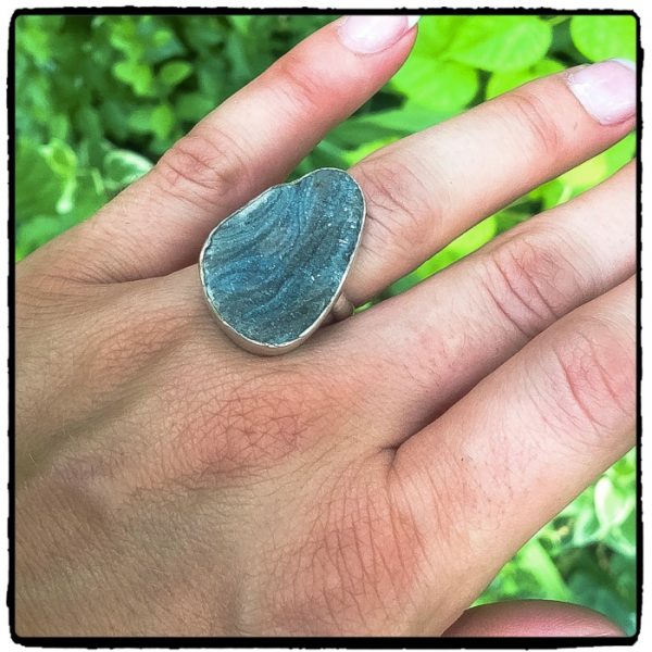 Blue Grey Druzy Ring