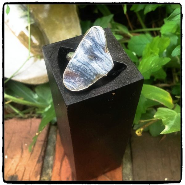 Banded Grey Druzy Ring