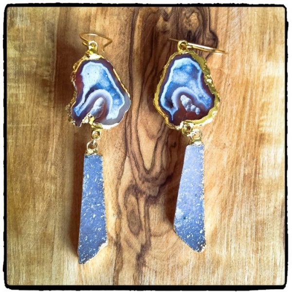 Red Geode Druzy Earrings