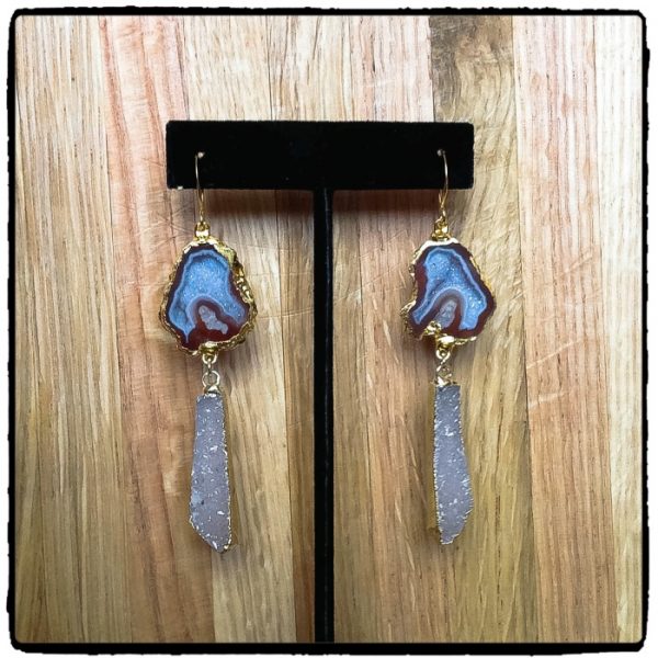 Red Geode Druzy Earrings