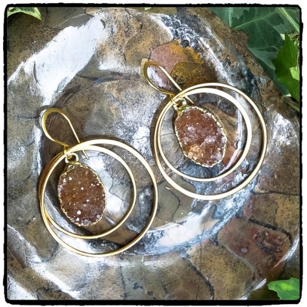 Citrine Druzy Hoop Earrings