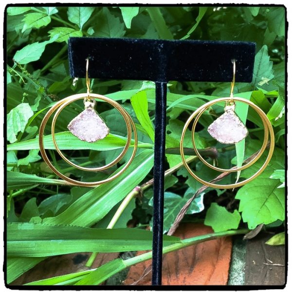 Blush Druzy Hoop Earrings