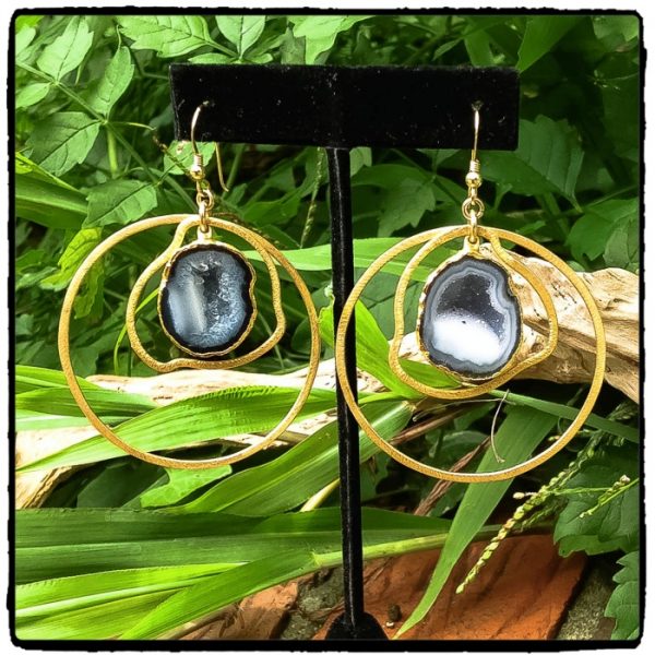 Blue Geode Hoops