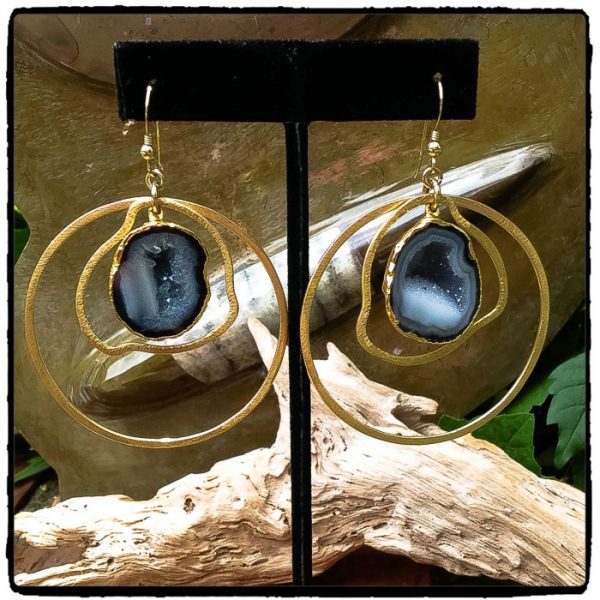 Blue Geode Hoops