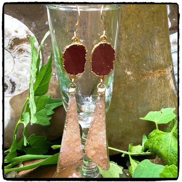 Garnet Slice Druzy Earrings