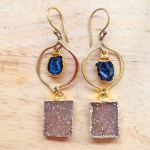 Baby Geode and Druzy Drop Earrings