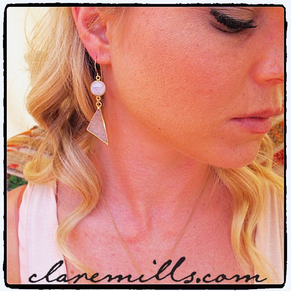 Moonstone and Druzy Earrings