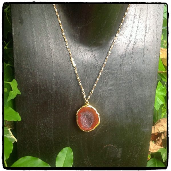 Lida Red Geode Necklace