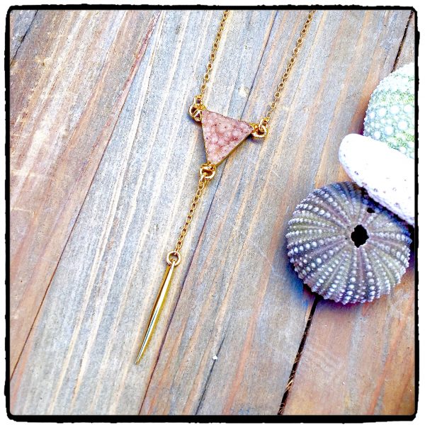 Sand Druzy Triangle "Y" Spike Necklace
