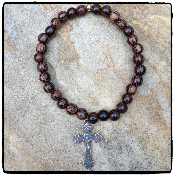 Rosary Crucifix Wooden Bracelet