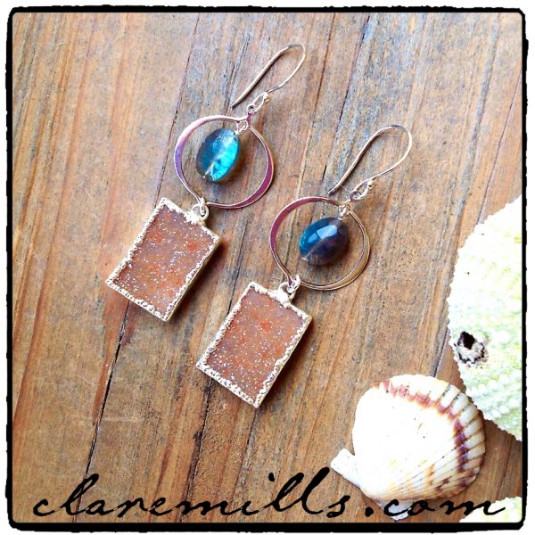 Labradorite & Druzy Earrings