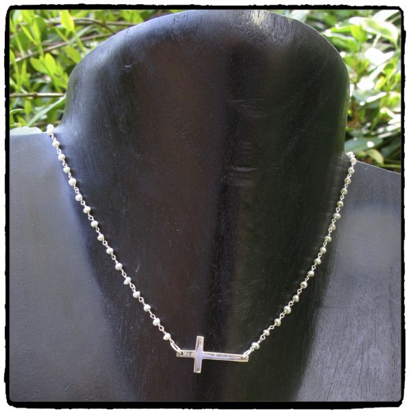 Silver Sideways Cross Necklace