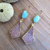Turquoise Slice & Mauve Druzy Earrings