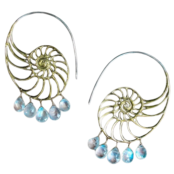 AAA Moonstone Wire-Wrapped Nautilus Earrings – Handmade in the USA