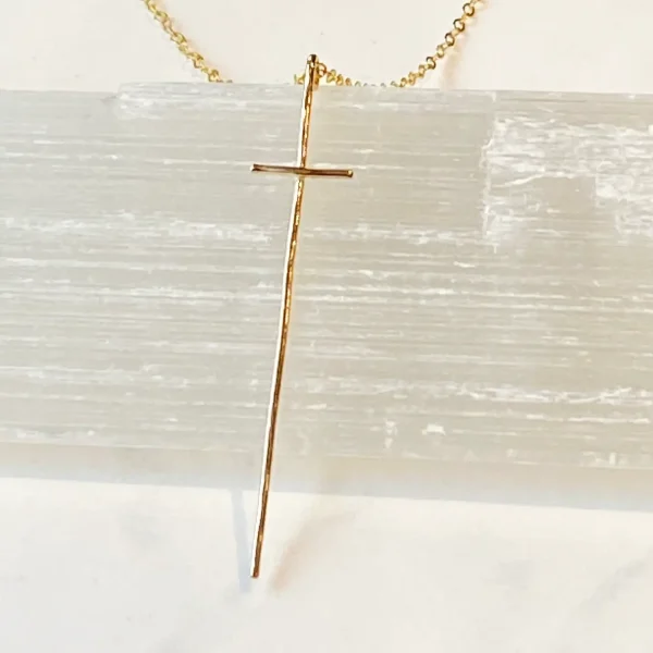 Gold Filled Hammered Cross Necklace - Image 3