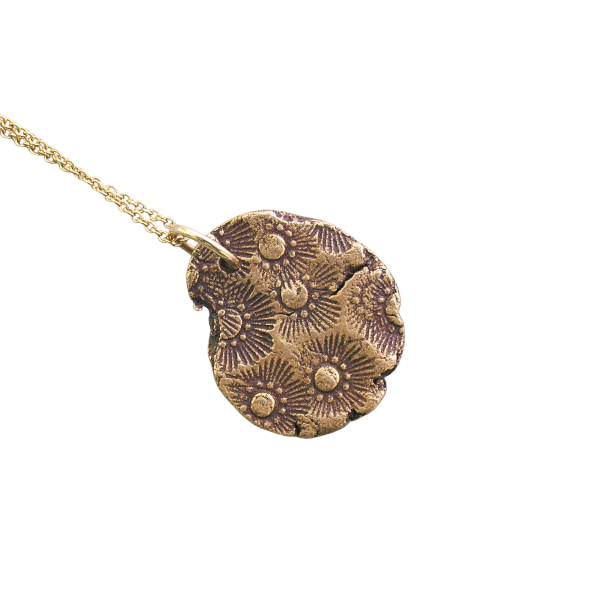 Hand Textured Organic Bronze Medal Necklace - Image 2