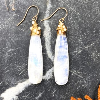 Moonstone & Pearl Earrings