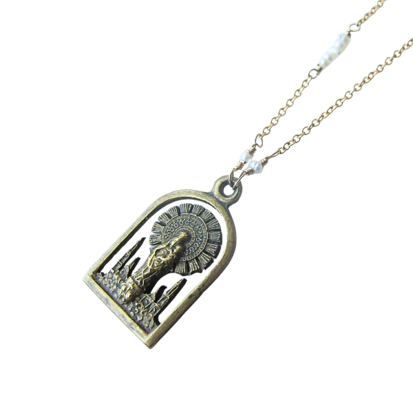 Virgin Del Pilar Antique Medal Necklace from Italy - Image 3