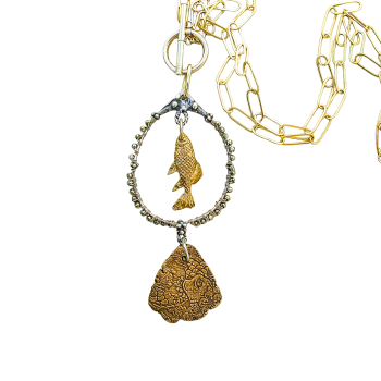 Rustic Elegance Two-Tone Fish Pendant Necklace