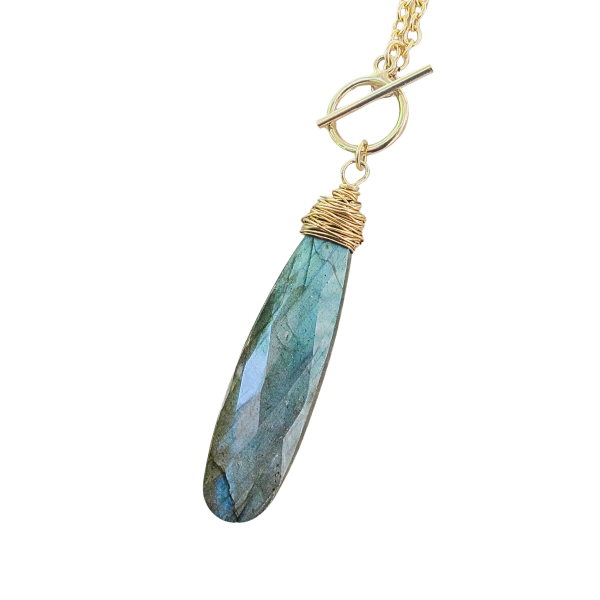 Layla Labradorite Teardrop on Gold Filled Chain - Image 3